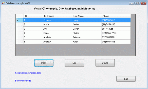 C# Multiple Forms Database example