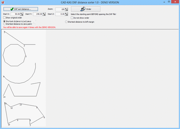 CAD-KAS DXF distance sorter