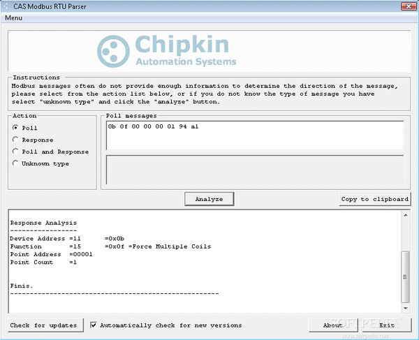 CAS Modbus RTU Parser