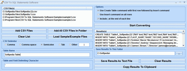 CSV To SQL Statements Software