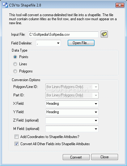 CSV to Shapefile Converter