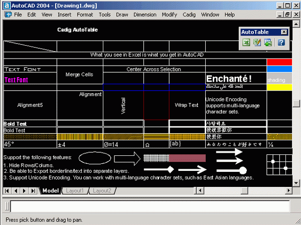 Cadig AutoTable for ProgeCAD