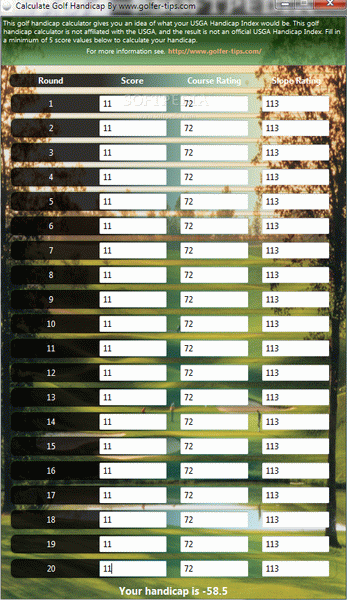 Calculate Golf Handicap