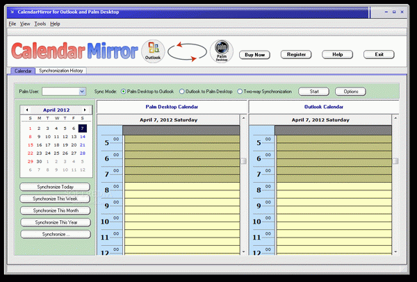 CalendarMirror for Outlook and Palm Desktop