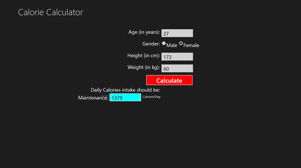 Calories Calculator