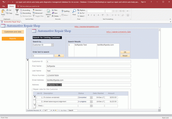 Automotive Repair Shop System Database