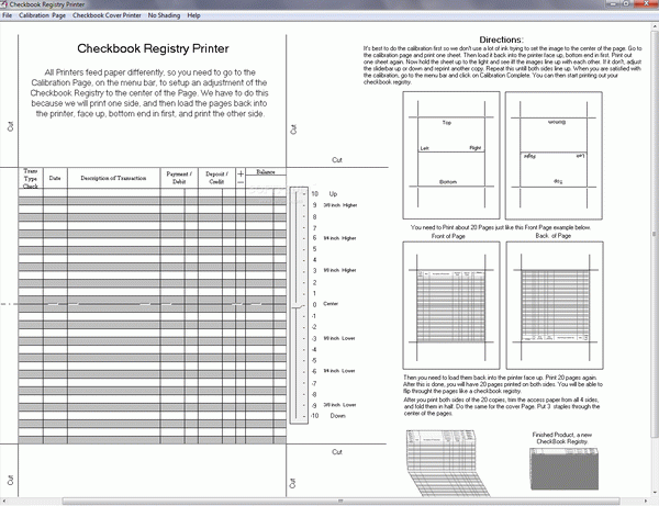 CheckBook Registry Printer