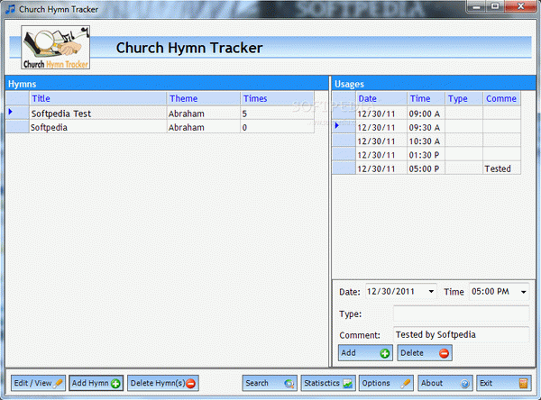 Church Hymn Tracker
