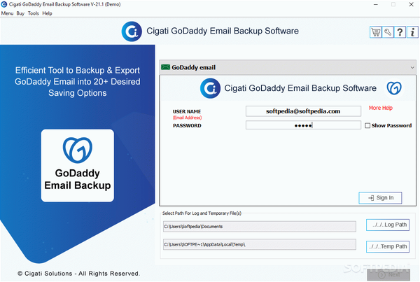 Cigati GoDaddy Email Backup Tool