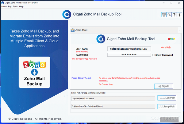 Cigati Zoho Mail Backup Tool