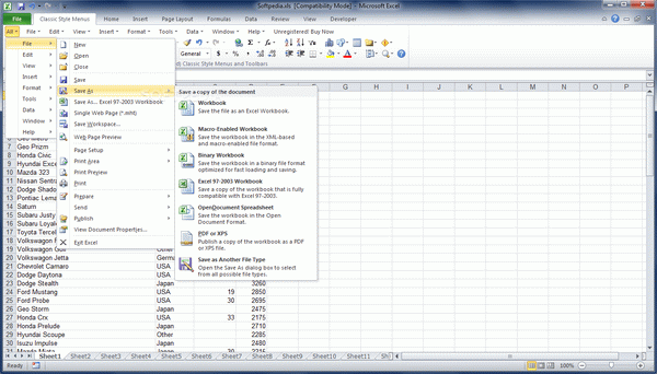 Classic Style Menus and Toolbars for Microsoft Excel 2007