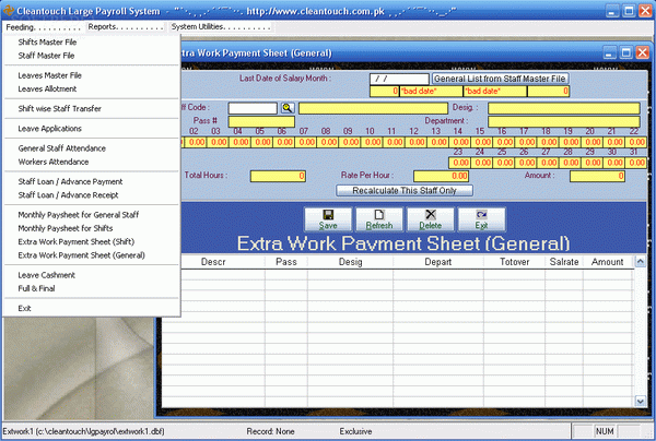 Cleantouch Large Payroll System