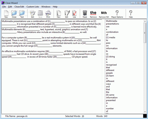 Cloze Wizard