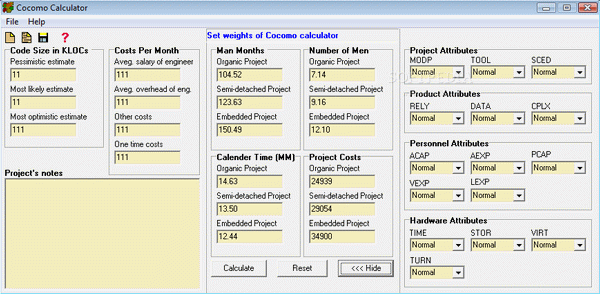 Cocomo Calculator