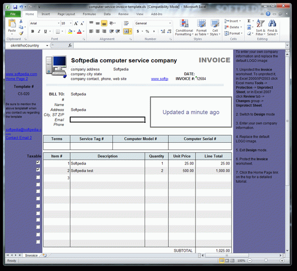 Computer Service Invoice Template