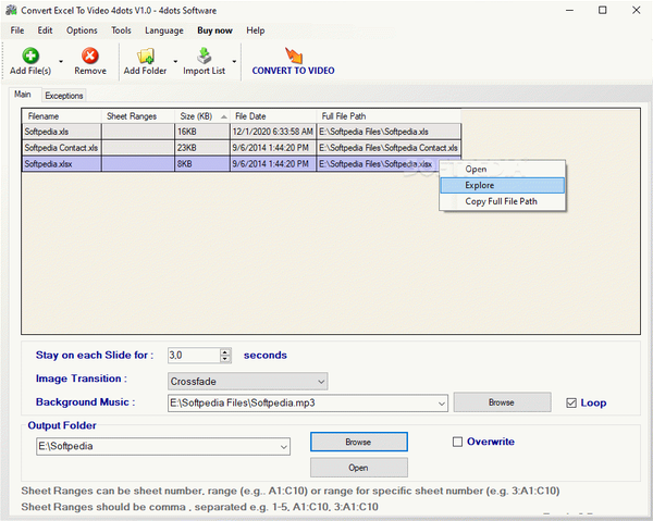 Convert Excel to Video 4dots