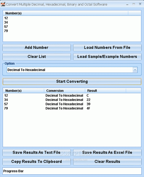 Convert Multiple Decimal, Hexadecimal, Binary and Octal Software