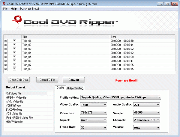 Cool Free DVD to MOV AVI WMV MP4 iPod MPEG Ripper