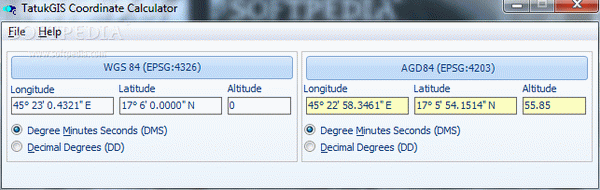 TatukGIS Coordinate Calculator