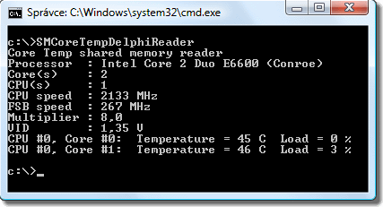 Core Temp reader for Delphi