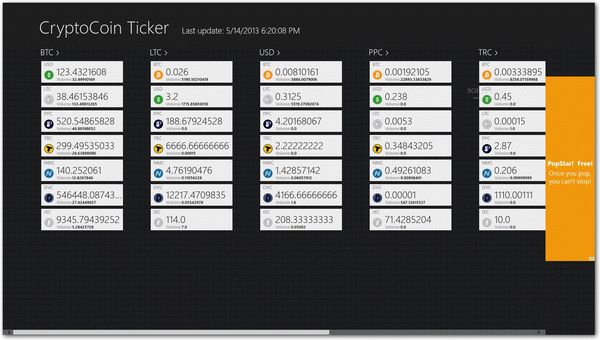 CryptoCoin Ticker for Windows 8