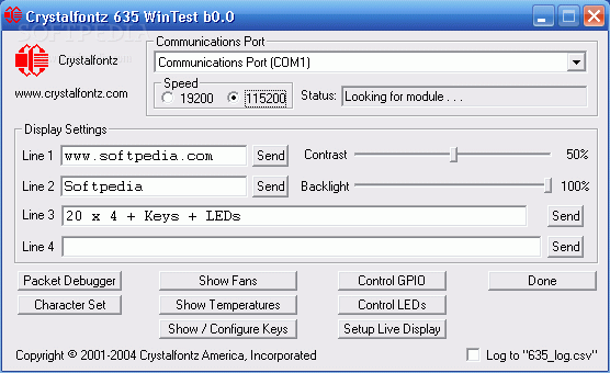 Crystalfontz 635 WinTest