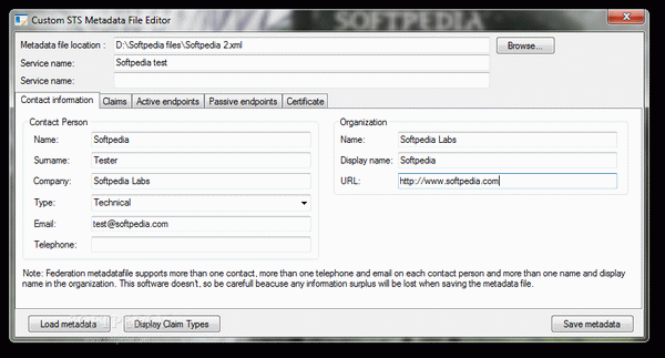 Custom STS Metadata File Editor