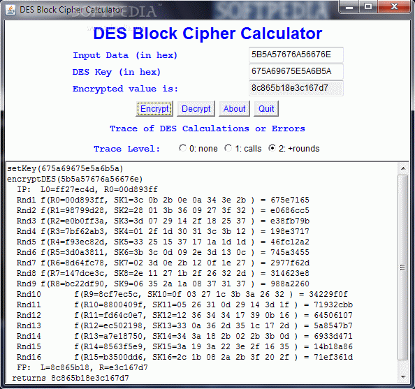 DES Block Chiper Calculator