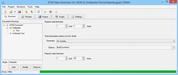 DTM Data Generator for JSON