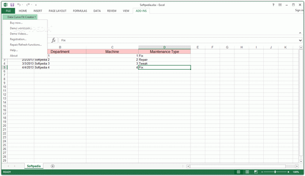 Data Curve Fit Creator Add-in