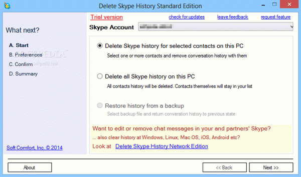 Delete Skype History Standard Edition