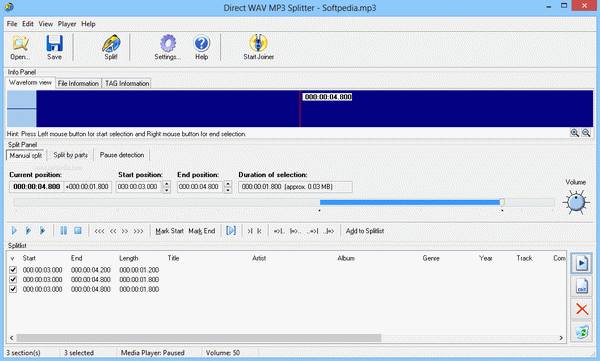 Direct WAV MP3 Splitter