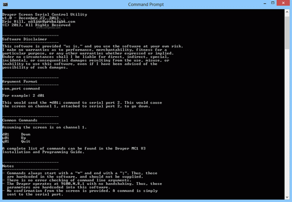 Draper Screen Serial Control Utility