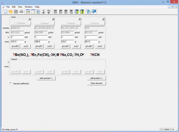 EBAS - Equation Balancing and Stoichiometry calculator