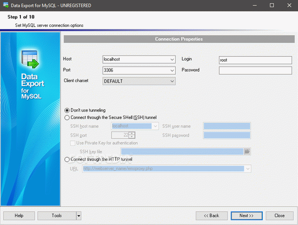 EMS Data Export for MySQL