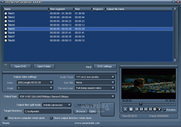 Easiestutils DVD to PSP converter