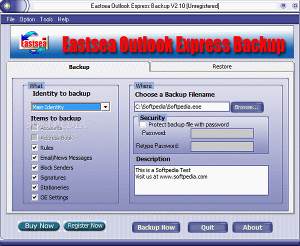 Eastsea Outlook Express Backup