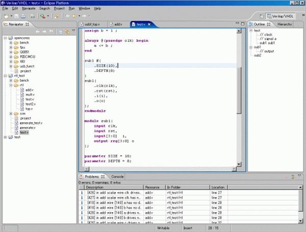 Eclipse Verilog editor