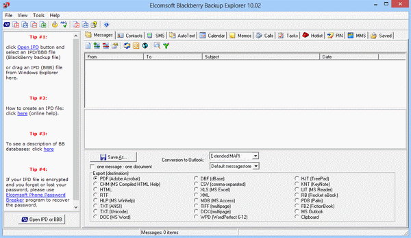 Elcomsoft Blackberry Backup Explorer