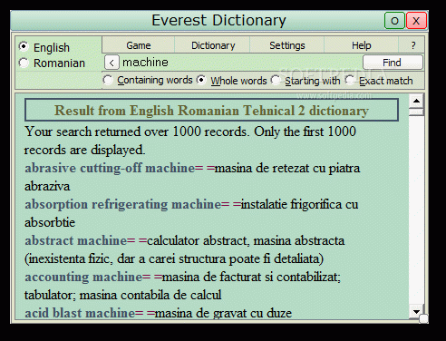 Everest Dictionary with databases