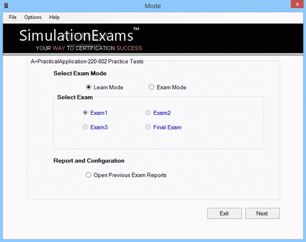 Exam Simulator for A+ Practical Application