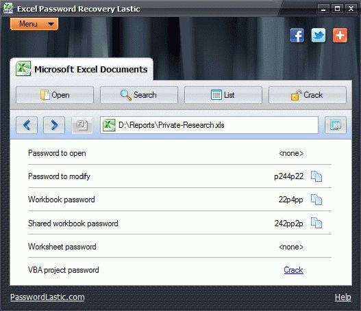 Excel Password Recovery Lastic