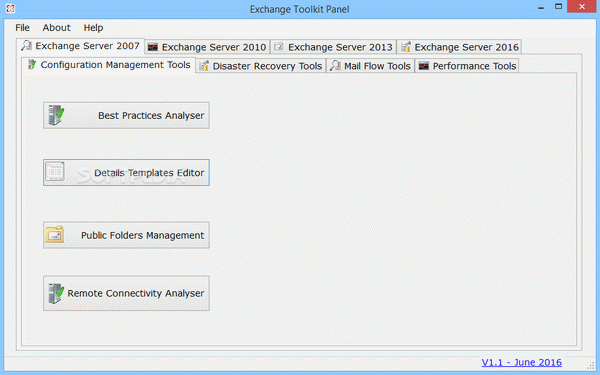 Exchange Toolkit Panel