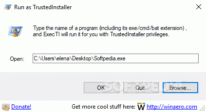 ExecTI - Run as TrustedInstaller