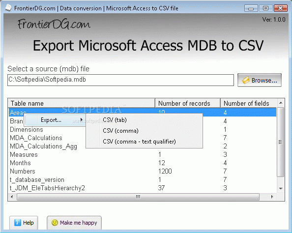 Export Microsoft Access MDB to CSV