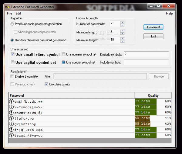 Extended Password Generator