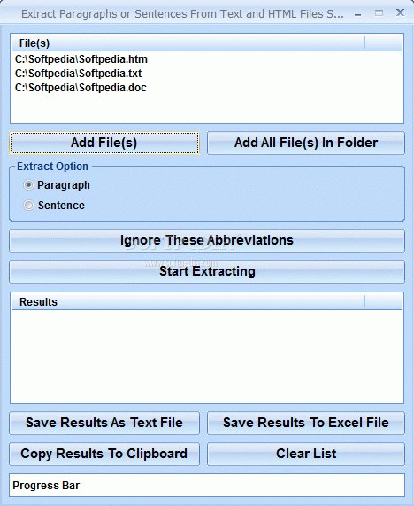 Extract Paragraphs or Sentences From Text and HTML Files Software