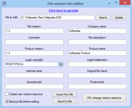 File version info editor