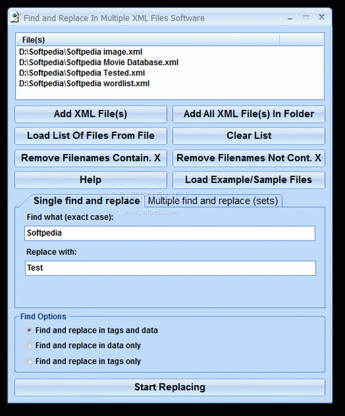 Find and Replace In Multiple XML Files Software