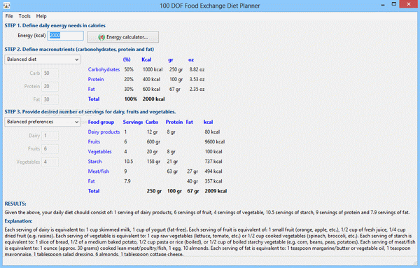 Food Exchange Diet Planner